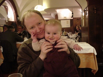 Gavin and Robert in the restaurant
