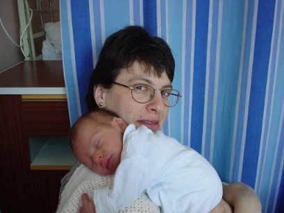 Robert on Mum's shoulder