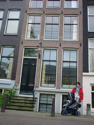 Nicolette outside our apartment