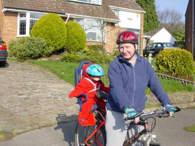 Robert in his new bike seat